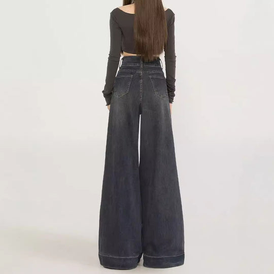 Damen Weite High-Waist Jeans mit lässigem Schnitt und hoher Flügelweite EB