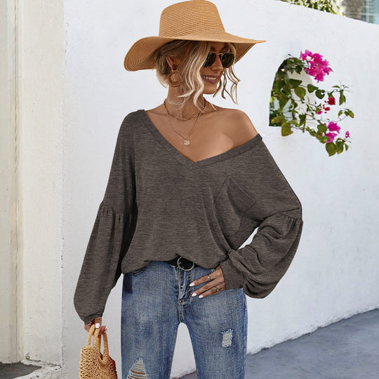 Damen Off-Shoulder Bluse mit voluminösen Ärmeln und modernem Schnitt EB