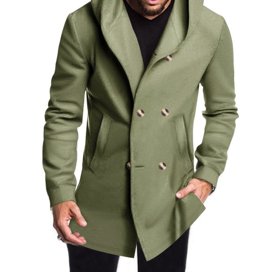 Herren Modische Doppelreihige Jacke mit Kapuze EB