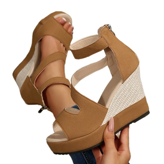 Damen Wedge-Sandaletten mit komfortablem Riemen-Design EB