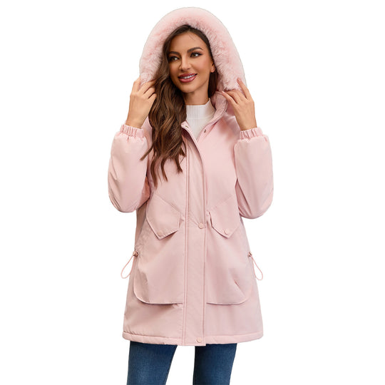 Damen wasserabweisende Parkajacke mit kuscheligem Kunstfellkragen EB