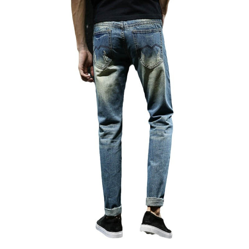 Herren modische Destroyed Jeans mit außergewöhnlichen Rissdetails EB