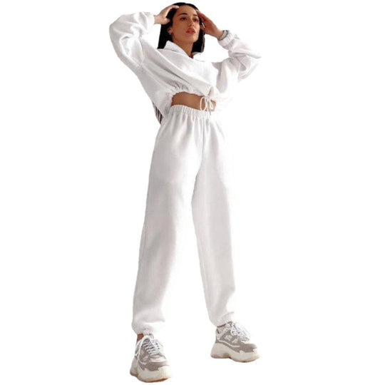 Damen Fleece-Jogginganzug mit kurzem Reißverschluss und lässigem Schnitt EB
