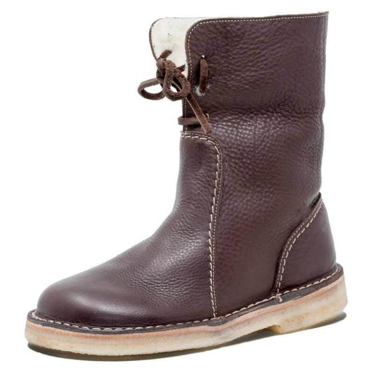 Damen Freizeit-Stiefel aus weichem Leder mit verstellbarem Schnürsystem EB