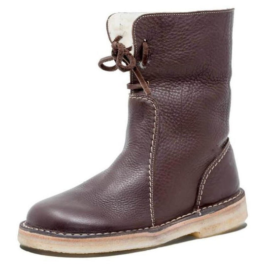 Damen Freizeit-Stiefel aus weichem Leder mit verstellbarem Schnürsystem EB