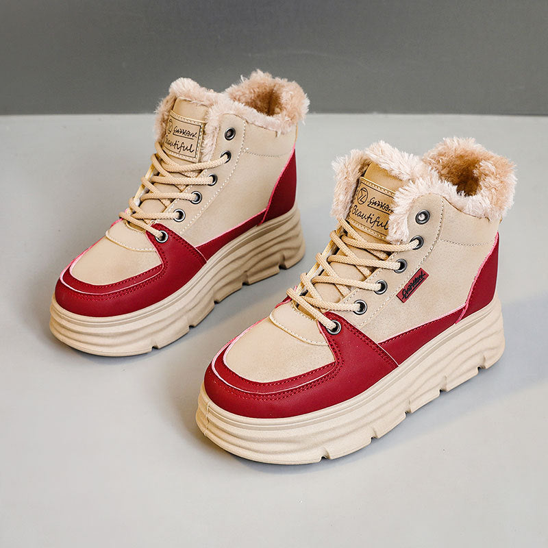 Damen Winter Sneaker mit flauschigem Innenfutter und modischer Plateau-Sohle EB