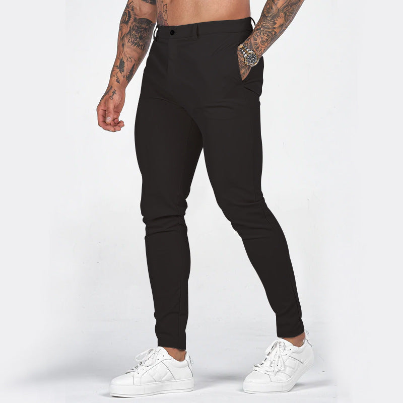 Herren elegante Slim-Fit Chinohose mit elastischem Bund und praktischen Taschen EB