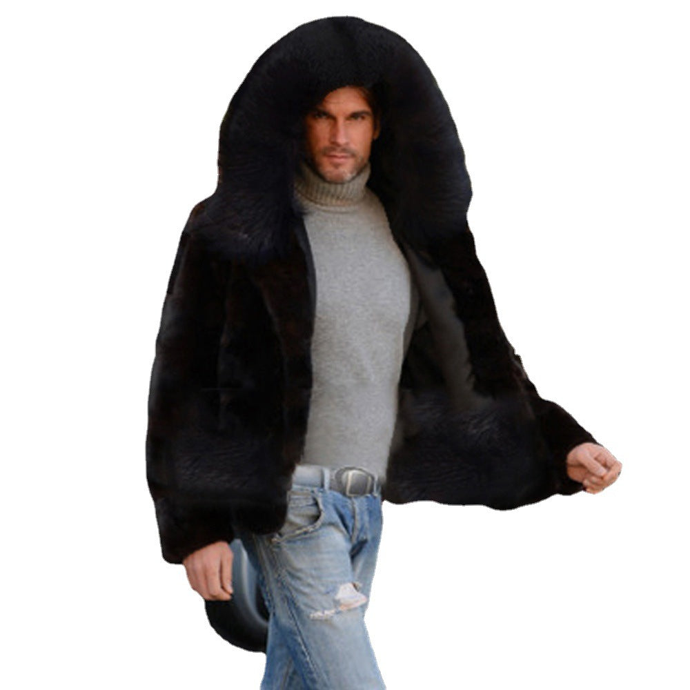 Herren Luxus Kunstpelzjacke mit breitem Kragen EB