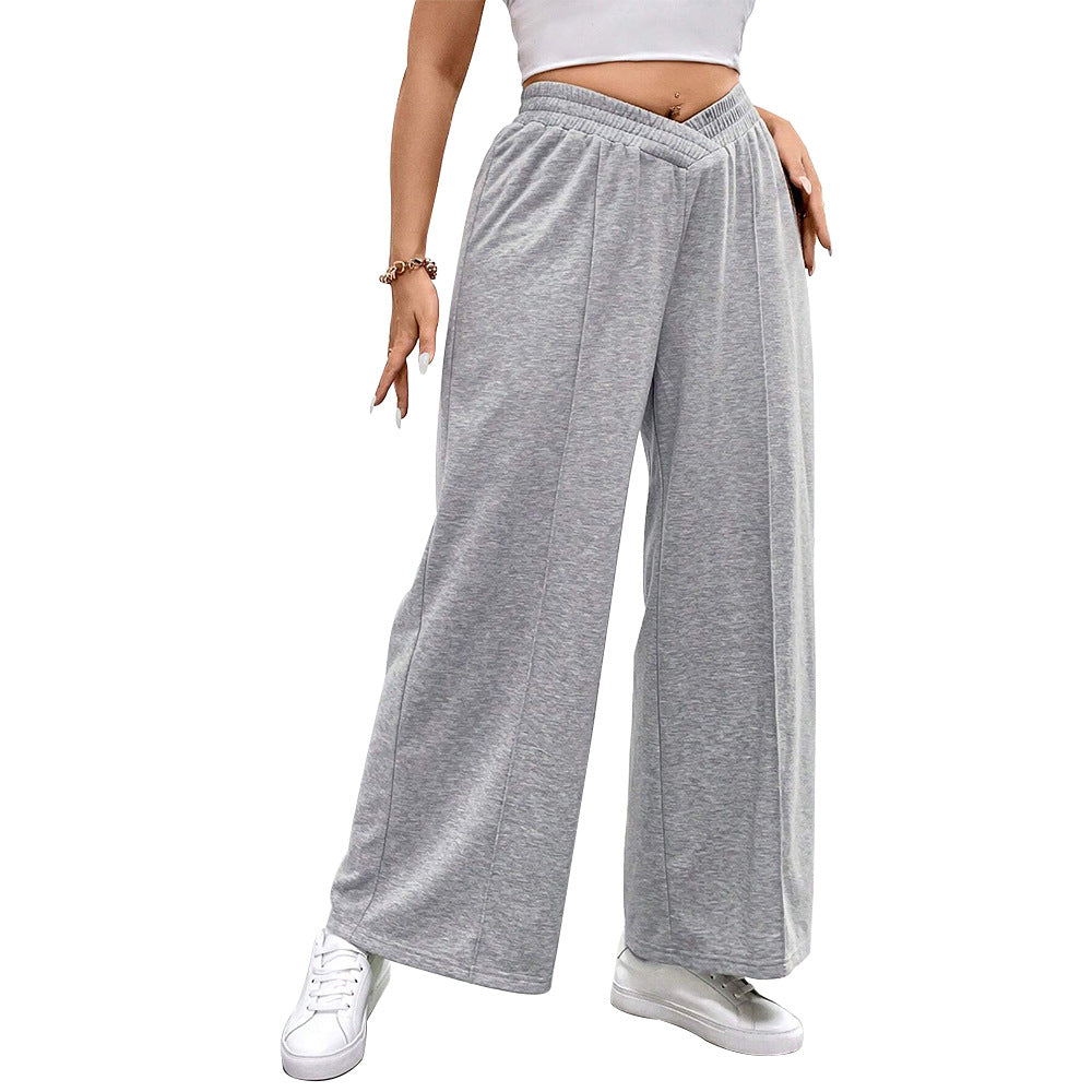 Damen weit geschnittene Freizeithose mit elastischem Bund und Cross-Over-Design EB