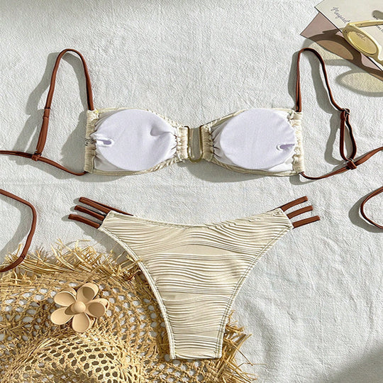 Damen Bikini-Set mit raffiniertem Falten-Design und modischen Akzenten R&B