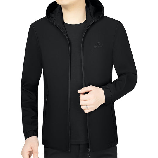 Herren Kapuzen-Softshelljacke mit wind- und wasserabweisender Membran und Reißverschlusstaschen EB