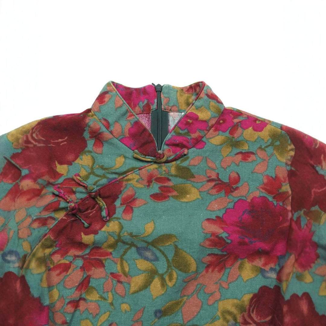 Damen Blumiges Oberteil mit Stehkragen EB
