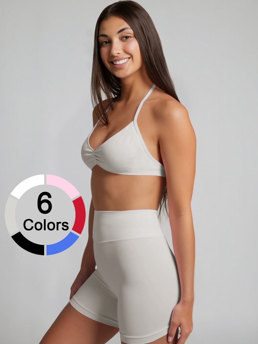 Damen Sportliches Bikini-Set mit hochgeschnittenen Shorts und elastischer Unterstützung EB
