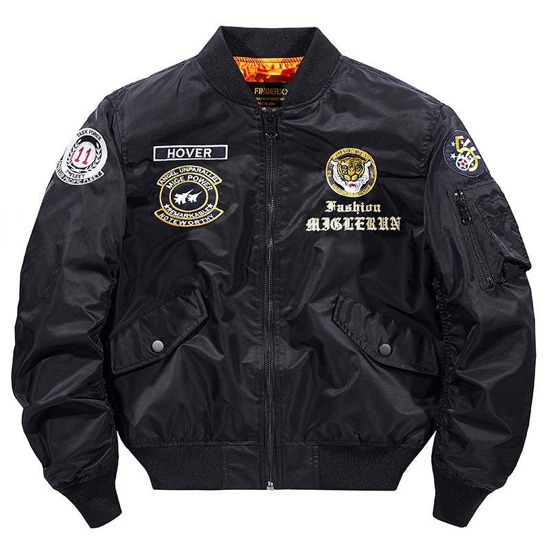 Men's  vintage pilot patch aviator bomber with quilted lining and zip sleeve pen pocket EB