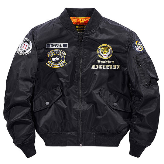 Men's  vintage pilot patch aviator bomber with quilted lining and zip sleeve pen pocket EB