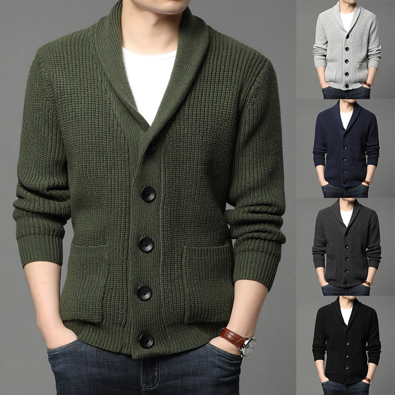 Herren Strickjacke mit Schalkragen und praktischen Taschen EB