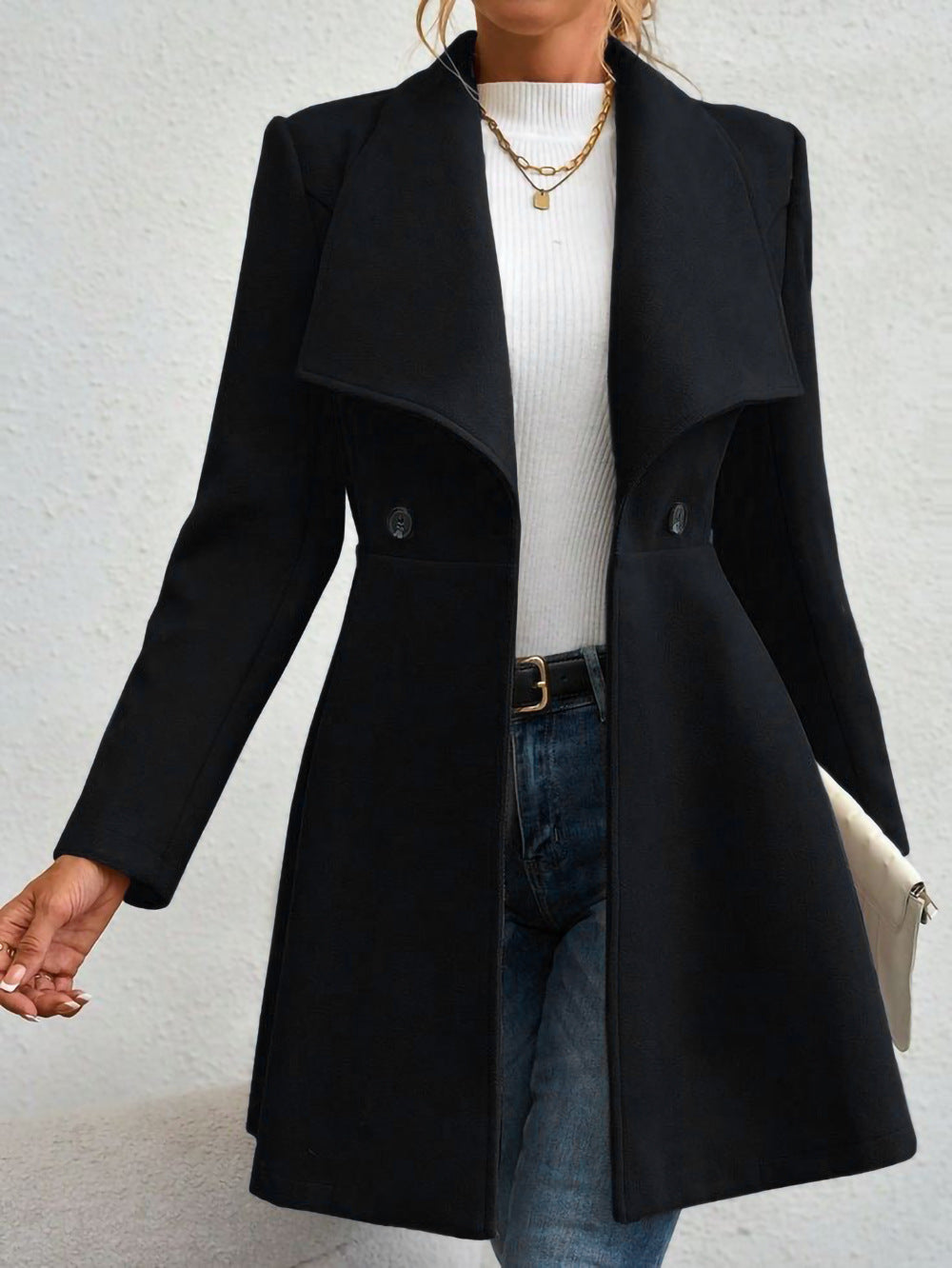 Damen Trendige Finelapel-Manteljacke EB
