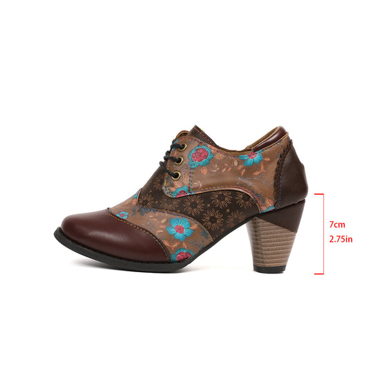 Damen Stiefeletten mit floralem Design und komfortablem Blockabsatz EB
