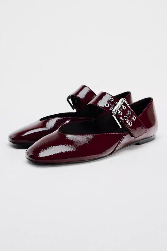 Damen Ballerinas mit Leopardenmuster und dekorativem Riemen EB