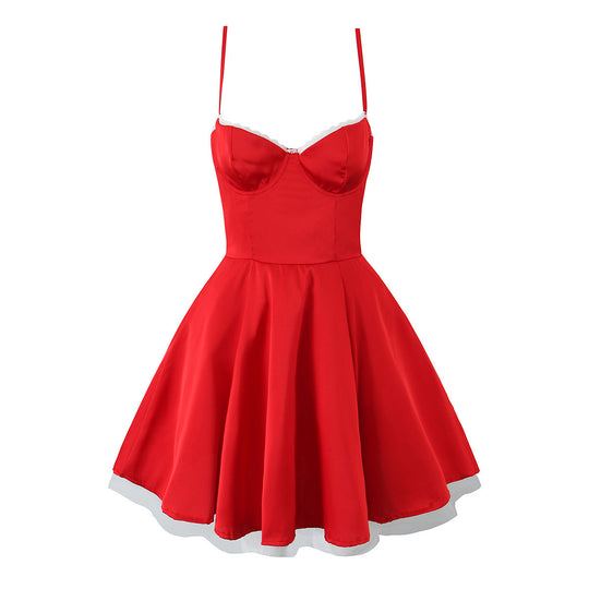 Damen romantisches Spitzenkleid mit trägerlosem Design EB