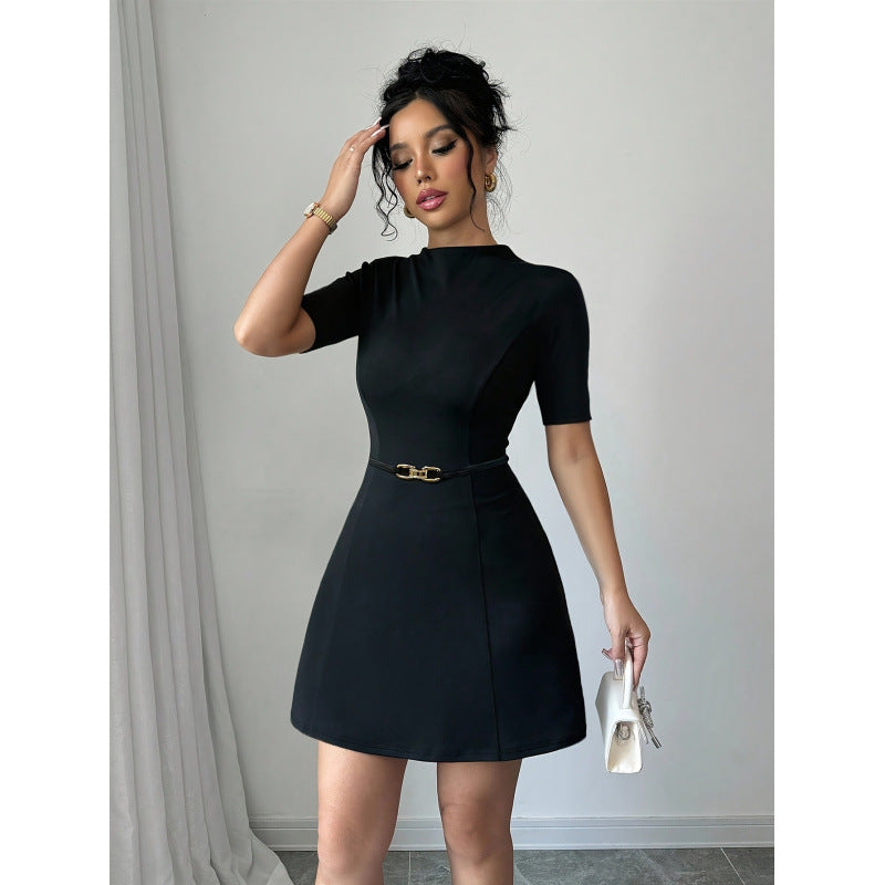 Damen Kleid mit figurbetonter Silhouette und dekorativem Taillengürtel EB