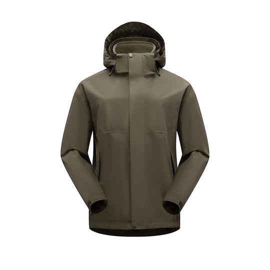 Herren matte wasserdichte Urban Outdoorjacke mit getapten Nähten, abnehmbarer Kapuze und Fleecekragen EB