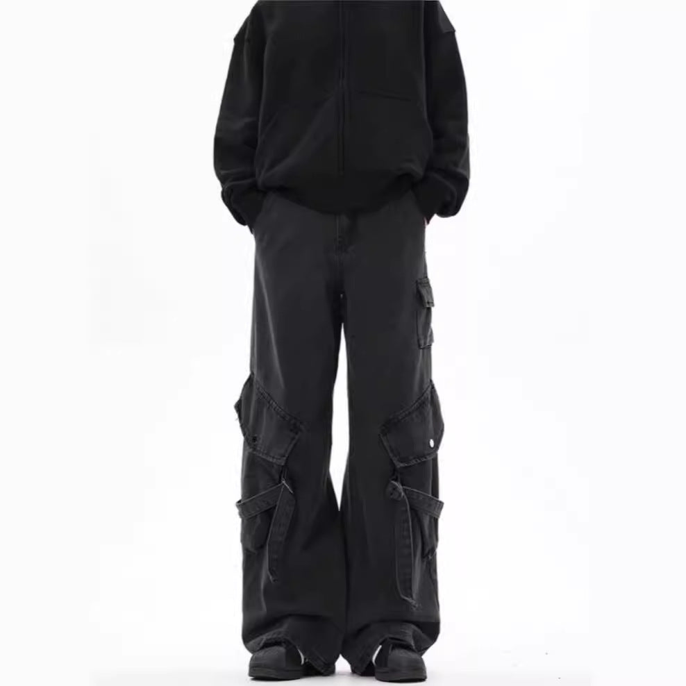 Damen Weite Cargo-Hose mit tiefem Schritt und praktischen Seitentaschen EB