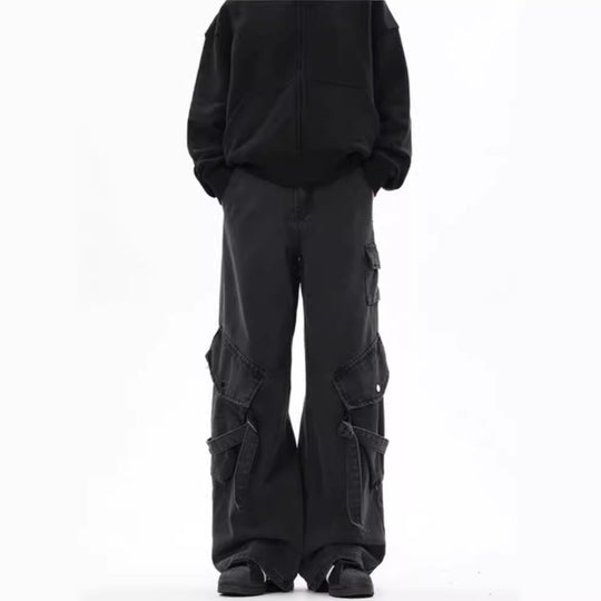 Damen Weite Cargo-Hose mit tiefem Schritt und praktischen Seitentaschen EB