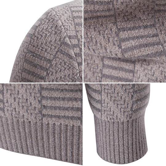 Herren Strickpullover mit strukturiertem Design und hohem Kragen EB