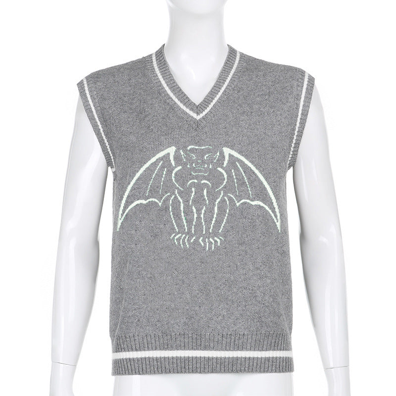 Damen Strickweste mit beeindruckendem Gothic-Motiv EB