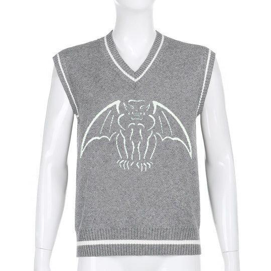 Damen Strickweste mit beeindruckendem Gothic-Motiv EB