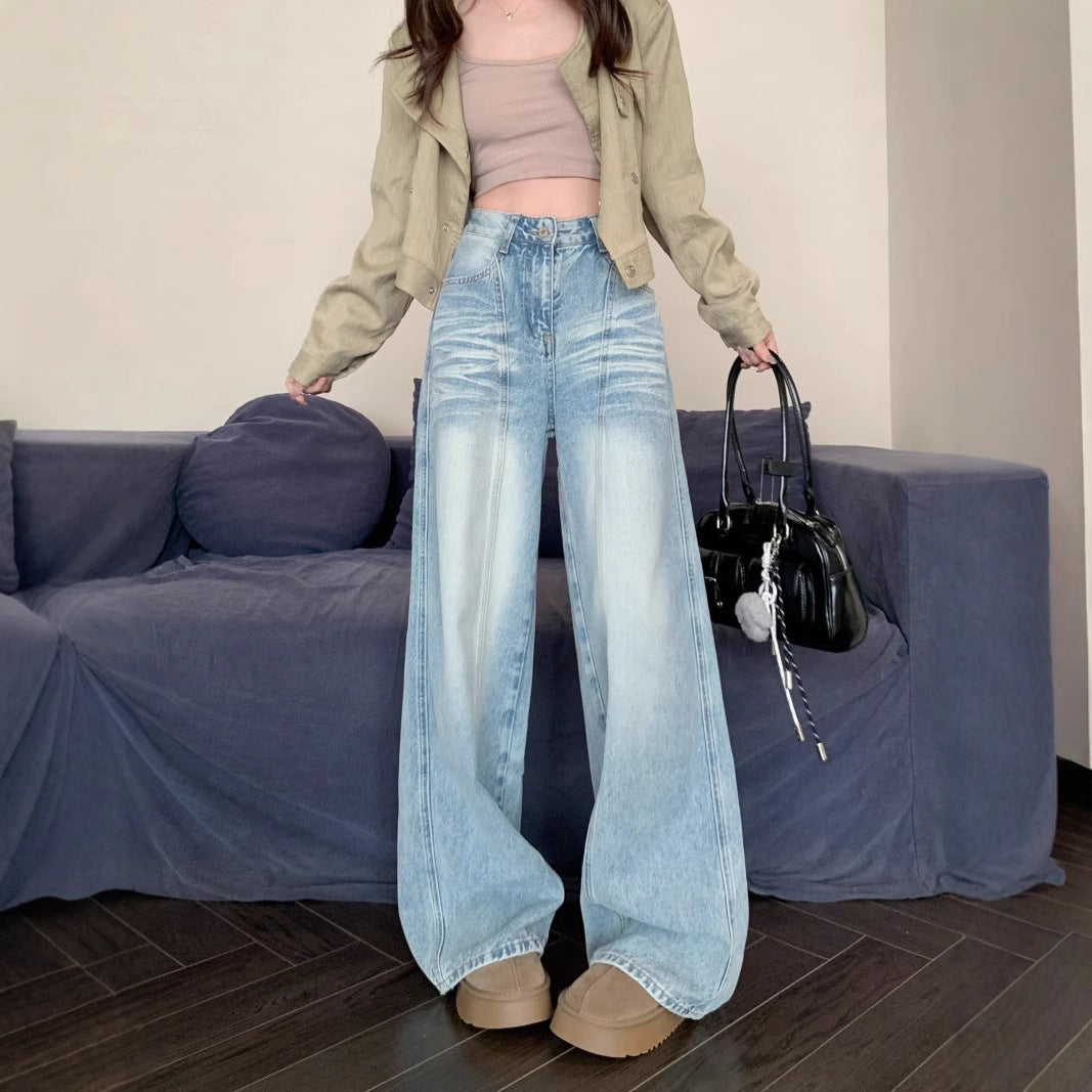 Damen Weite High-Waist Jeans im modernen Distressed-Design EB