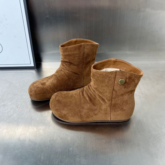 Damen kuschelige Wildleder-Stiefel mit flexiblem Knöchelbereich und rutschfester Sohle EB
