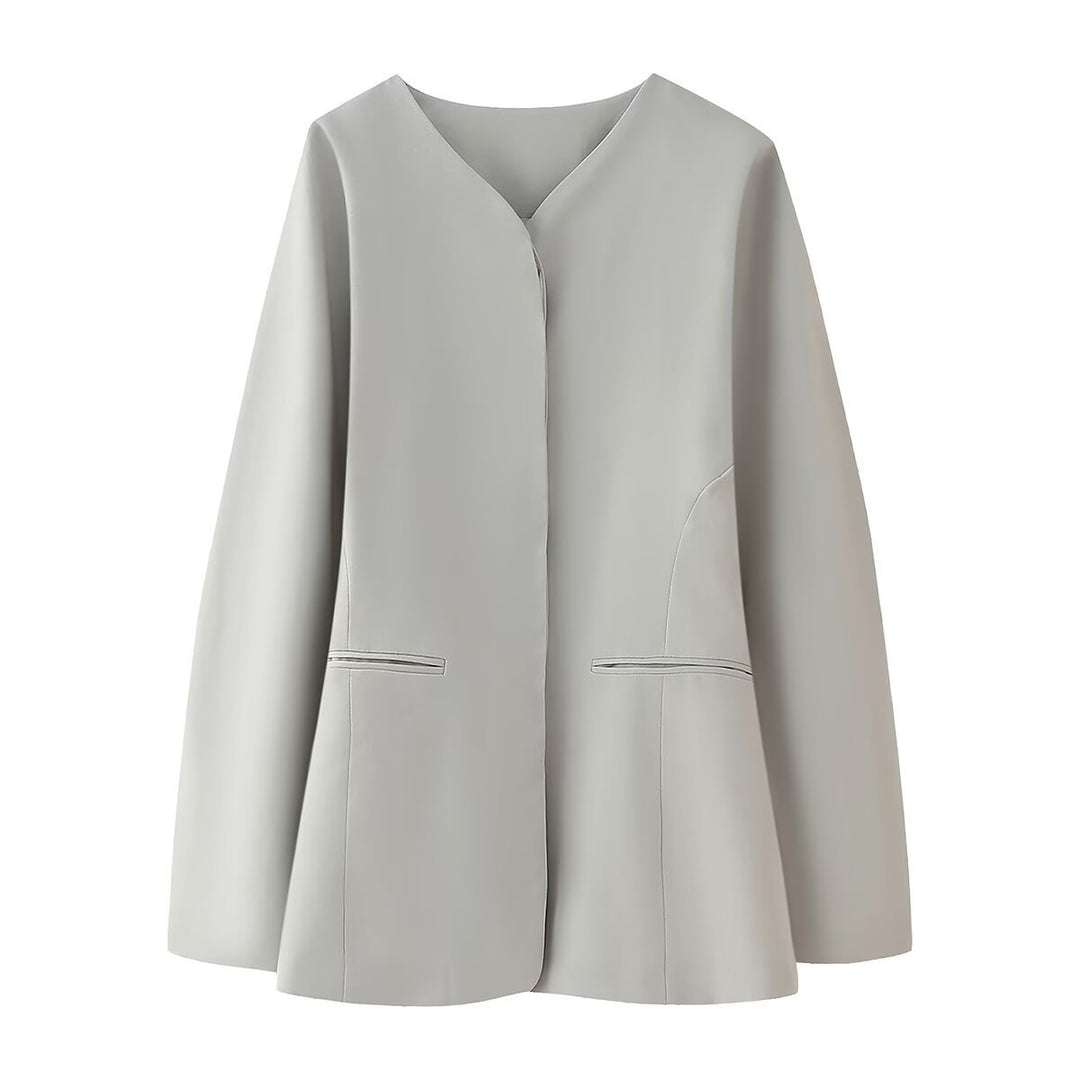 Damen modische Jacke mit minimalistischer Schnittführung und seitlichen Taschen EB