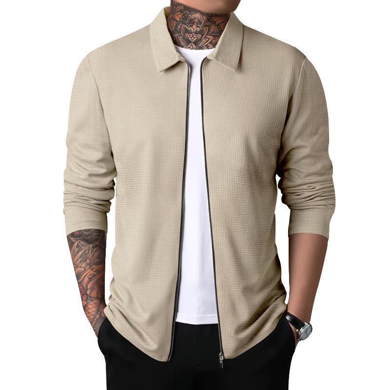 Herren Freizeitjacke mit durchgehendem Reißverschluss und strukturiertem Gewebe EB