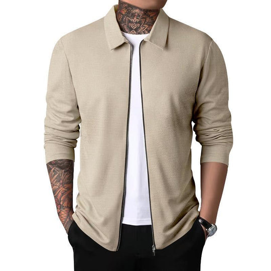 Herren Freizeitjacke mit durchgehendem Reißverschluss und strukturiertem Gewebe EB