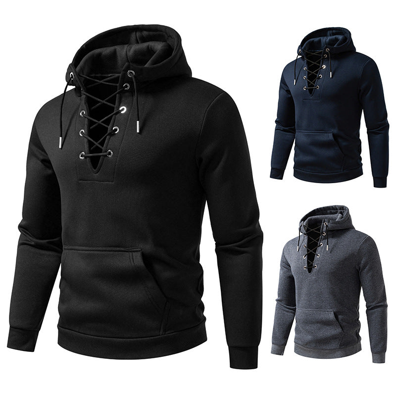 Herren Kapuzenpullover mit modischem Schnürdesign EB