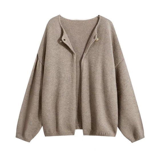 Damen Oversized Strickjacke mit sanften Texturen und offenen Fronten EB