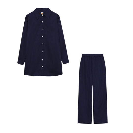 Damen bequemes Schlafanzug-Set mit knöpfbarem Oberteil und lockeren Hosen EB