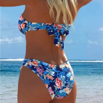 Damen Bikini-Set mit floralem Balconette-Oberteil und hochgeschnittenem Höschen EB