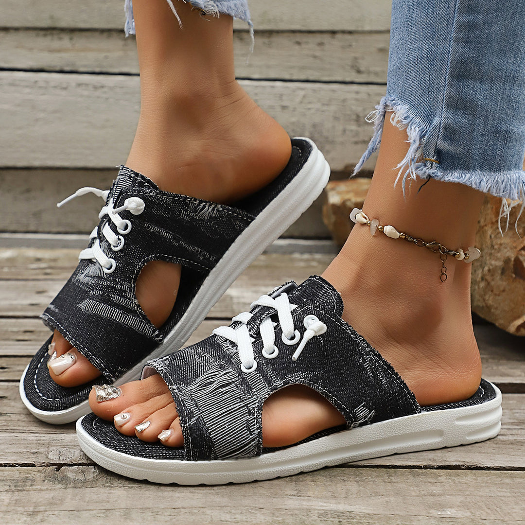Damen Offene Slipper mit verstellbarem Schnürsystem EB