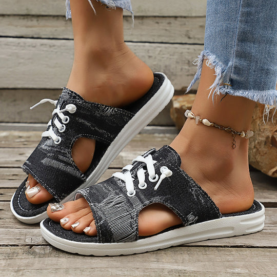 Damen Offene Slipper mit verstellbarem Schnürsystem EB