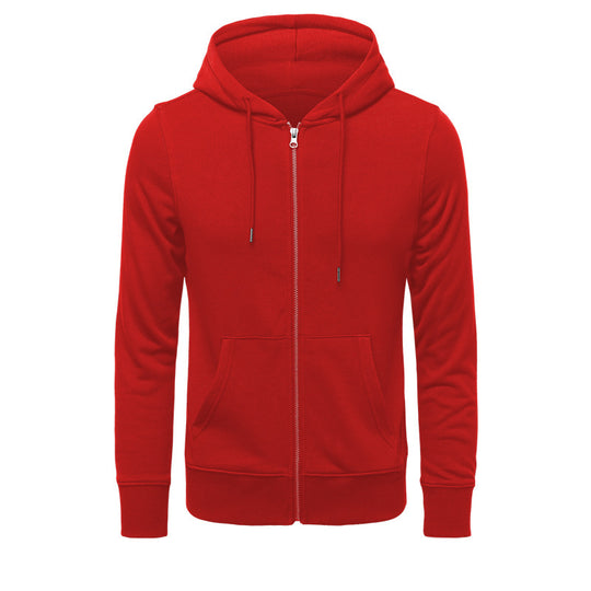 Herren nan schmal geschnittener Zip-Hoodie mit Metall-Reißverschluss, doppellagiger Kapuze und Kängurutasche EB