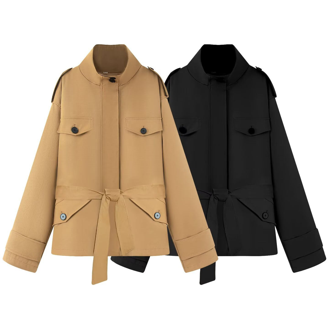 Damen modische Utility-Jacke mit hohem Kragen EB