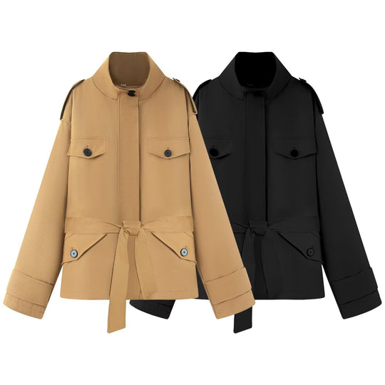 Damen modische Utility-Jacke mit hohem Kragen EB