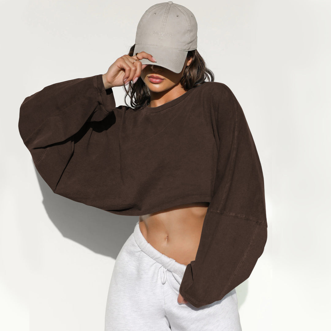 Damen lässiger Crop-Pullover EB