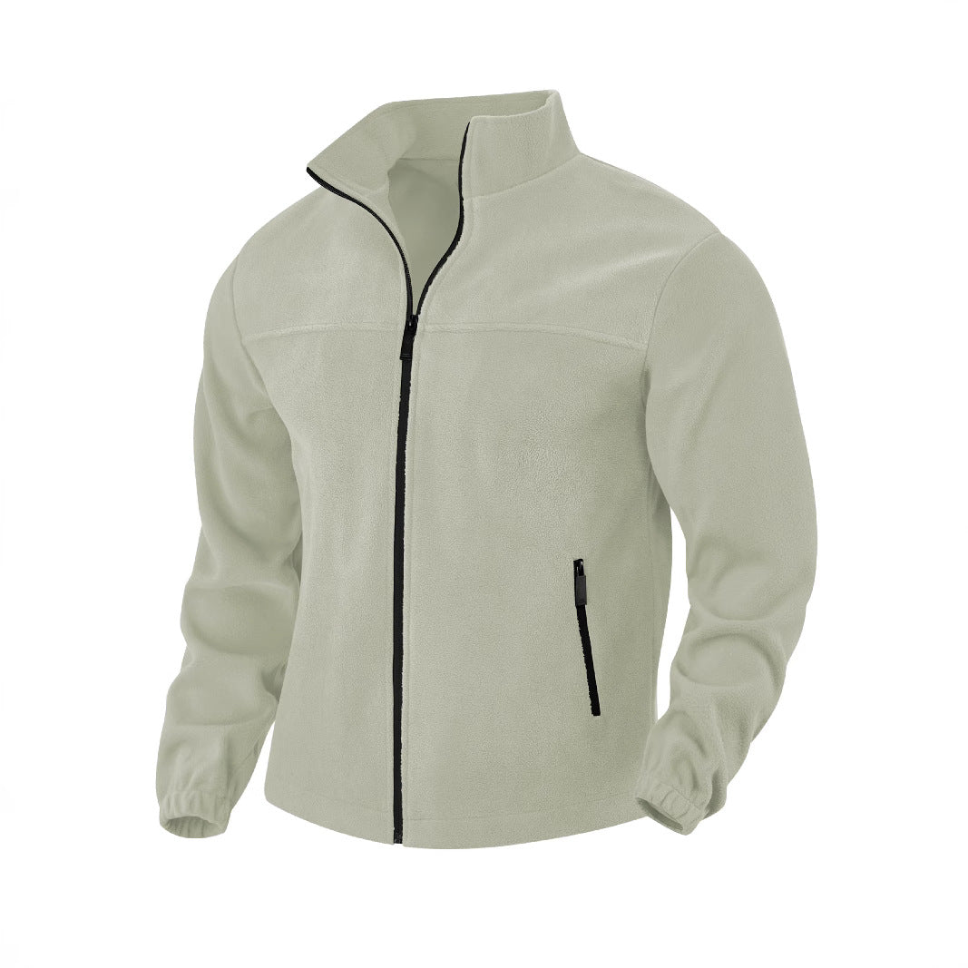 Herren nan warme Fleecejacke mit Reißverschluss, Stehkragen und Reißverschlusstaschen EB