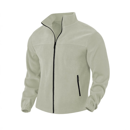 Herren nan warme Fleecejacke mit Reißverschluss, Stehkragen und Reißverschlusstaschen EB