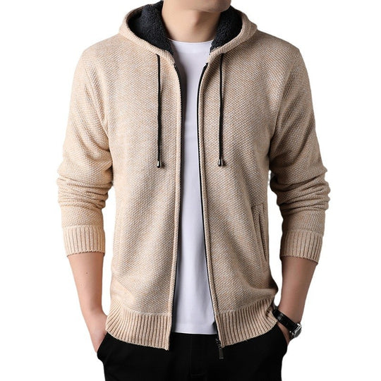 Herren modische Strickjacke mit Kapuze und weich gefüttertem Innenfutter EB