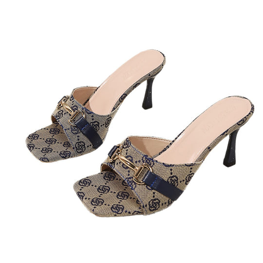 Damen modische Slingback-Pantoletten mit schickem Riemendesign und elegantem Absatz EB